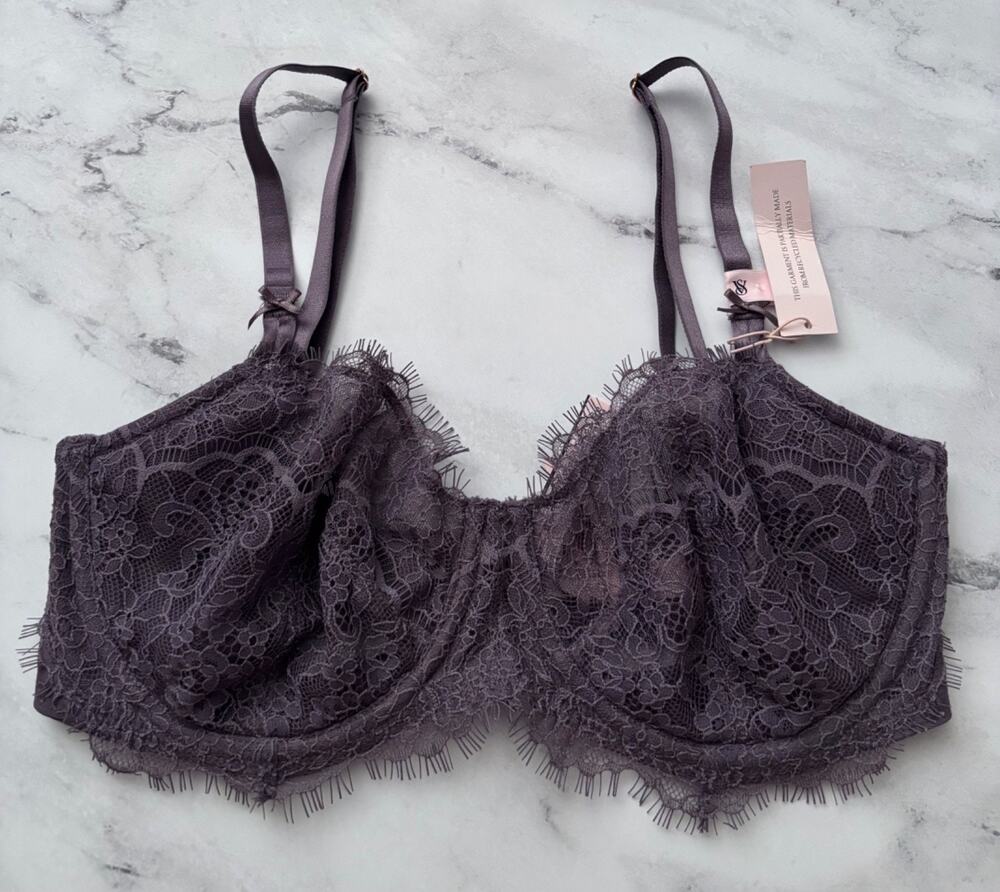 Victoria's Secret Nwt Dream Angels Tornado Gray Lace Unlined Uplift Sling Bra